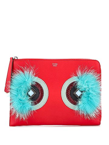 Fendi Monster Pouch Leather with Fur Small (view 1)