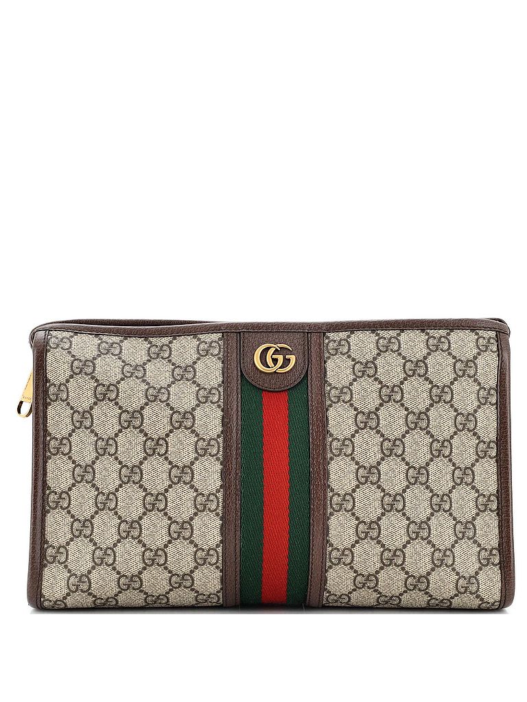 Gucci 100% Coatead Canvas Brown Ophidia Toiletry Pouch GG Coated Canvas Large One size - photo 1