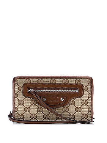 Balenciaga x Gucci The Hacker Project Neo Classic Zip Wallet GG Canvas Long (view 1)