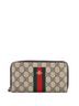 Gucci 100% Coatead Canvas Brown Bee Web Zip Around Wallet GG Coated Canvas One size - photo 1