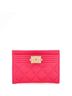 Chanel 100% Leather Pink Boy Card Holder Quilted Caviar One size - photo 1