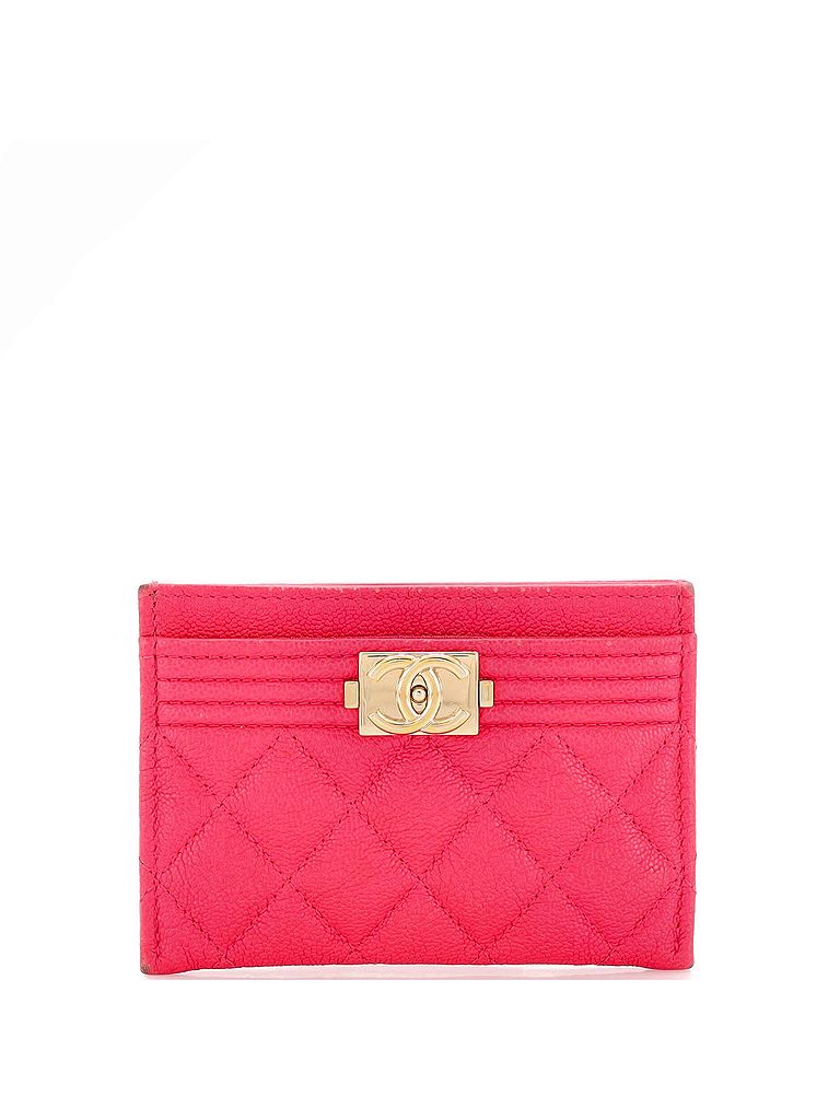 Chanel 100% Leather Pink Boy Card Holder Quilted Caviar One size - photo 1