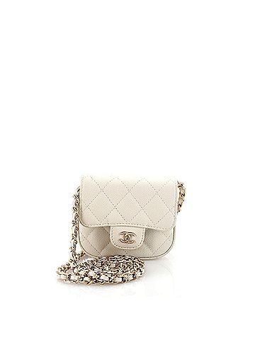 Chanel Classic Square Flap Clutch with Chain Quilted Caviar Mini (view 1)