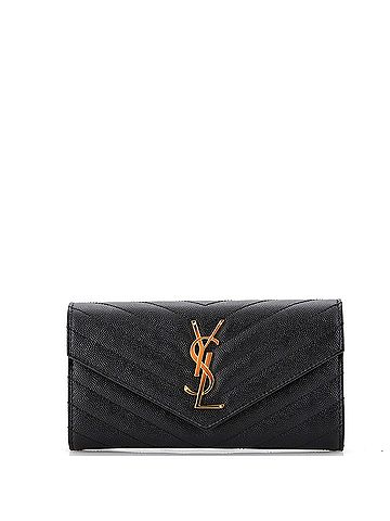Saint Laurent Classic Monogram Flap Wallet Matelasse Chevron Leather Large (view 1)