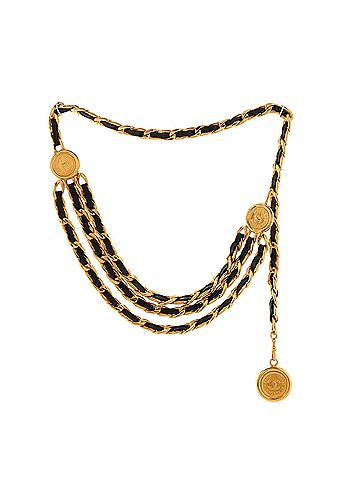 Chanel Vintage Multi-Chain Medallion Belt Metal and Leather (view 1)