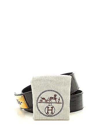 Hermès Collier de Chien Belt Shiny Porosus Crocodile Wide (view 2)
