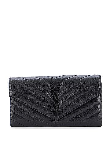 Saint Laurent Classic Monogram Flap Wallet Matelasse Chevron Leather Large (view 1)