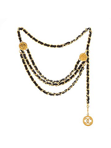 Chanel Vintage Multi-Chain Medallion Belt Metal and Leather (view 1)