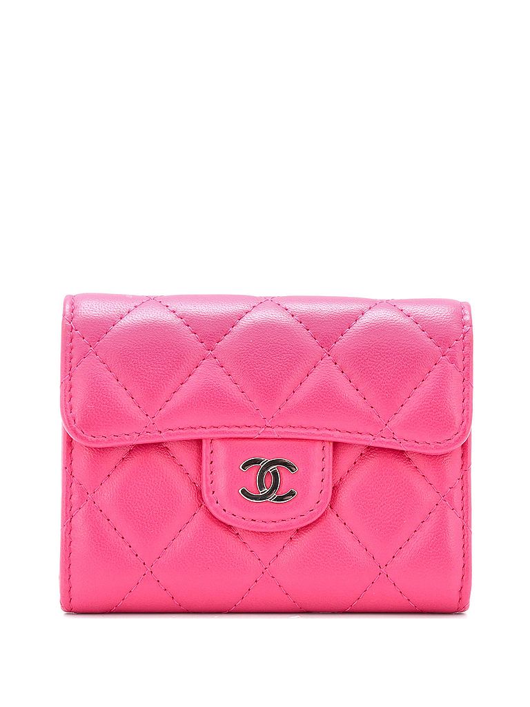 Chanel 100% Leather Pink Classic Flap Card Case Quilted Lambskin One size - photo 1