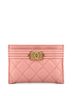 Chanel 100% Leather Pink Boy Card Holder Quilted Lambskin One size - photo 1