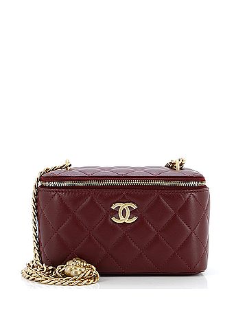 Chanel Sweet Camellia Vanity Case with Chain Quilted Lambskin Small (view 1)