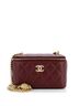 Chanel 100% Leather Red Sweet Camellia Vanity Case with Chain Quilted Lambskin Small One size - photo 1