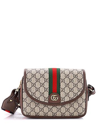 Gucci Ophidia Flap Shoulder Bag GG Coated Canvas with Leather Small (view 1)