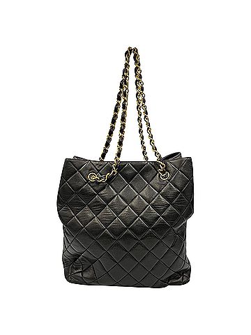 Chanel CHANEL Matelasse Tote Bag with Coco Mark, Lambskin, Black, Women's (view 2)