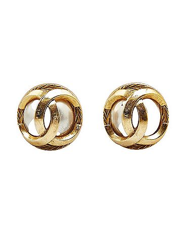 Chanel CHANEL Vintage Pearl Earrings Gold Plated Women's (view 2)