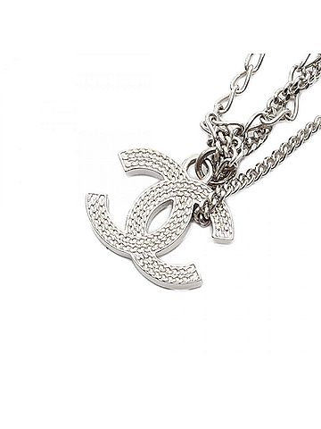 Chanel CHANEL Coco Mark Necklace, Plated, Women's, Silver (view 1)