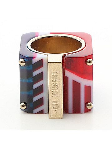 Christian Dior Christian Dior Dior Sorbet Wide Ring, Gold Plated, Women's, Gold/Multicolor (view 1)