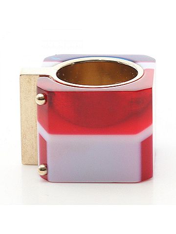 Christian Dior Christian Dior Dior Sorbet Wide Ring, Gold Plated, Women's, Gold/Multicolor (view 2)