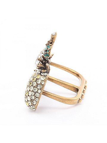 Gucci Gucci ring in gold-plated GP (faux pearl and rhinestone) for women multicolored gold. (view 2)