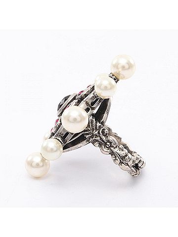 Gucci Gucci rings and jewelry in stainless steel with faux pearls rhinestones for women silver, white, pink. (view 2)