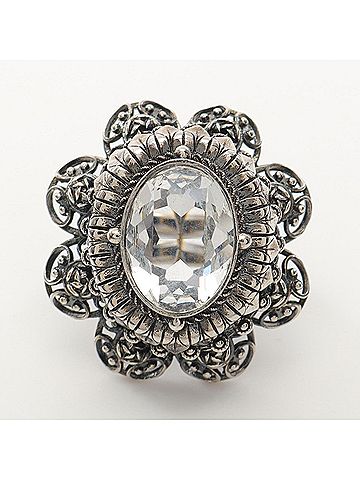 Alexander McQueen Alexander McQueen rings and jewelry, stainless steel crystal, women's, silver clear. (view 1)