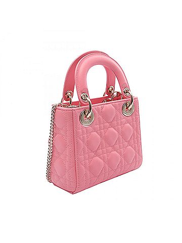 Christian Dior Christian Dior Dior Lady Mini Cannage Handbag, Leather, Women's, Pink (view 2)
