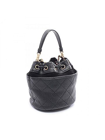 Chanel CHANEL Matelasse Mini Bucket Shoulder Bag in Grained Calfskin Caviar, Black (view 2)
