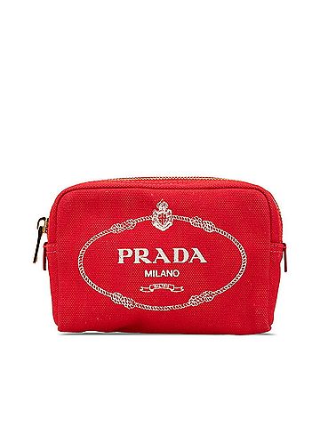 Prada Prada Canapa Pouch 1NA021 Rosso Red Canvas Leather Women's PRADA (view 1)