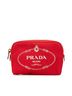 Prada 100% Leather Red Prada Canapa Pouch 1NA021 Rosso Red Canvas Leather Women's PRADA One size - photo 1