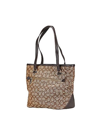 Coach Coach Signature Handbag Tote Bag F58282 Brown Canvas and Leather Women's COACH (view 2)