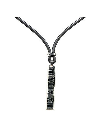 Tiffany Tiffany Atlas Necklace Silver Black SV925 Rubber Women's TIFFANY&Co. (view 2)