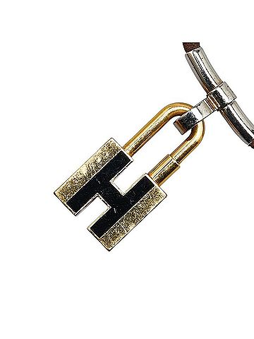 Hermès Hermes H motif padlock necklace gold brown plated leather metal women's HERMES (view 1)