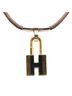 Hermès Black Hermes H motif padlock necklace gold brown plated leather metal women's HERMES One size - photo 3