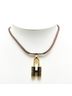 Hermès Black Hermes H motif padlock necklace gold brown plated leather metal women's HERMES One size - photo 6