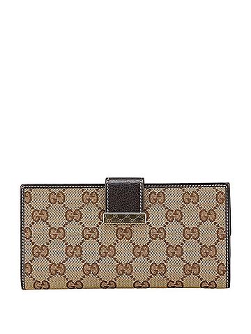 Gucci Gucci GG Canvas Bi-fold Wallet 212089 Beige Brown Leather Women's GUCCI (view 1)