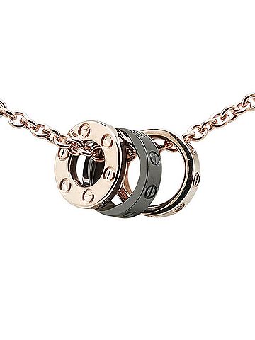 Cartier Cartier Love Three Hoop Diamond 4P Necklace K18PG Pink Gold Ceramic Women's CARTIER (view 2)