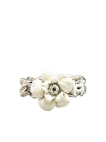 Chanel Chanel Camellia Coco Mark Chain Ring, Silver, White Metal, Women's, CHANEL (view 1)