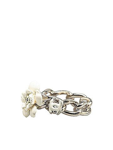 Chanel Chanel Camellia Coco Mark Chain Ring, Silver, White Metal, Women's, CHANEL (view 2)