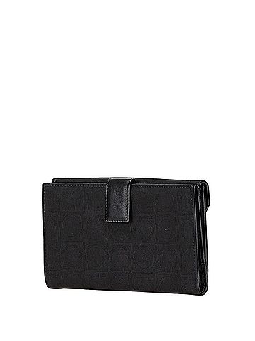 Salvatore Ferragamo Salvatore Ferragamo Gancini Long Wallet Black Canvas Leather Women's (view 2)
