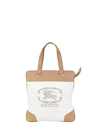 Burberry Burberry Nova Check Logo Handbag Tote Bag in White and Beige Canvas Leather for Women. (view 1)