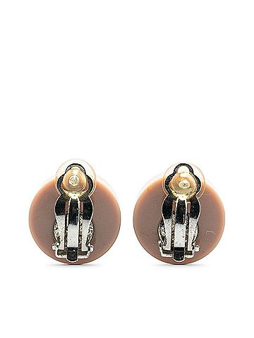 Chanel Chanel Coco Mark Heart Motif Rhinestone Earrings Silver Pink Metal Women's CHANEL (view 2)