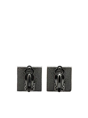 Chanel Chanel Square Coco Mark Rhinestone Earrings Silver Metal Women's CHANEL (view 2)