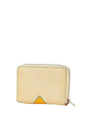 Céline Celine Bi-fold Wallet Compact Beige Yellow Leather Women's CELINE (view 2)