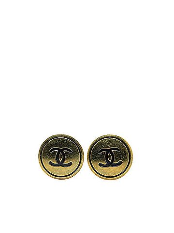 Chanel Chanel Coco Mark Earrings Gold Black Plated Women's CHANEL (view 1)
