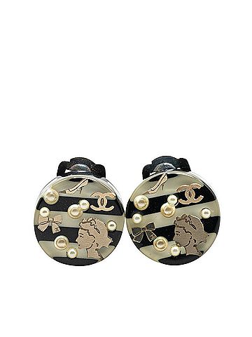 Chanel Chanel Earrings Black White Plastic Women's CHANEL (view 1)