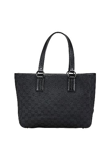 Gucci Gucci GG Canvas Tote Bag Shoulder 113017 Black Leather Women's GUCCI (view 1)