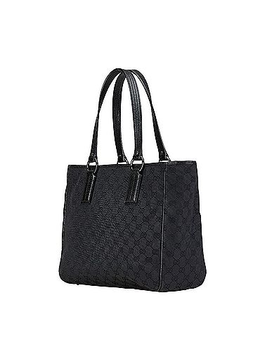 Gucci Gucci GG Canvas Tote Bag Shoulder 113017 Black Leather Women's GUCCI (view 2)