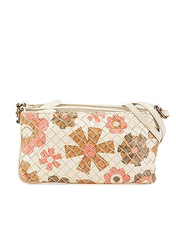 Bottega Veneta Bottega Veneta Intrecciato Flower Motif Shoulder Bag White Beige Pink Leather Women's BOTTEGAVENETA (view 1)