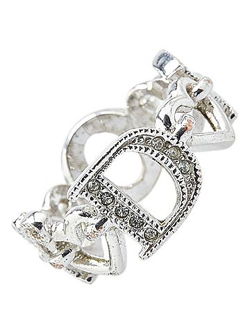 Christian Dior Christian Dior Dior Heart Ring, Metal, Rhinestone, Women's, (view 1)
