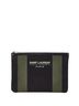 Saint Laurent Black Green Saint Laurent Clutch Bag Pouch 414764 Black Khaki Canvas Leather Women's SAINT LAURENT One size - photo 1